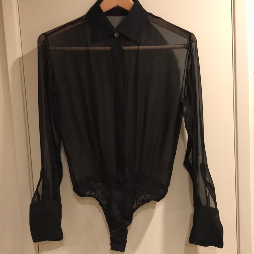 Donna Karan Black Label Silk Chiffon Bodysuit